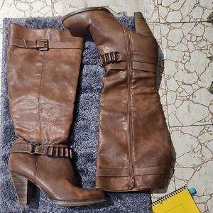 Brown Knee-High Leather Boots